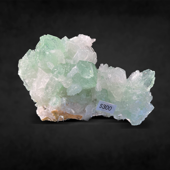 GREEN APOPHYLLITE WITH STILBITE