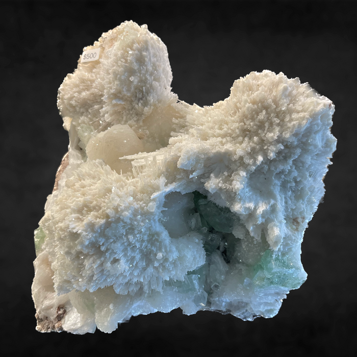 GREEN APOPHYLLITE WITH SCOLECITE