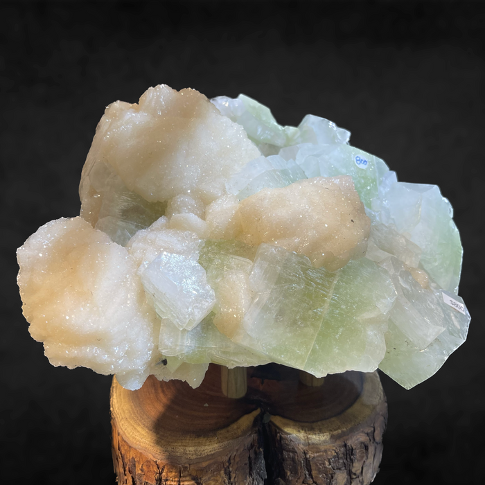 CUBIC GREEN APOPHYLLITE WITH STILBITE