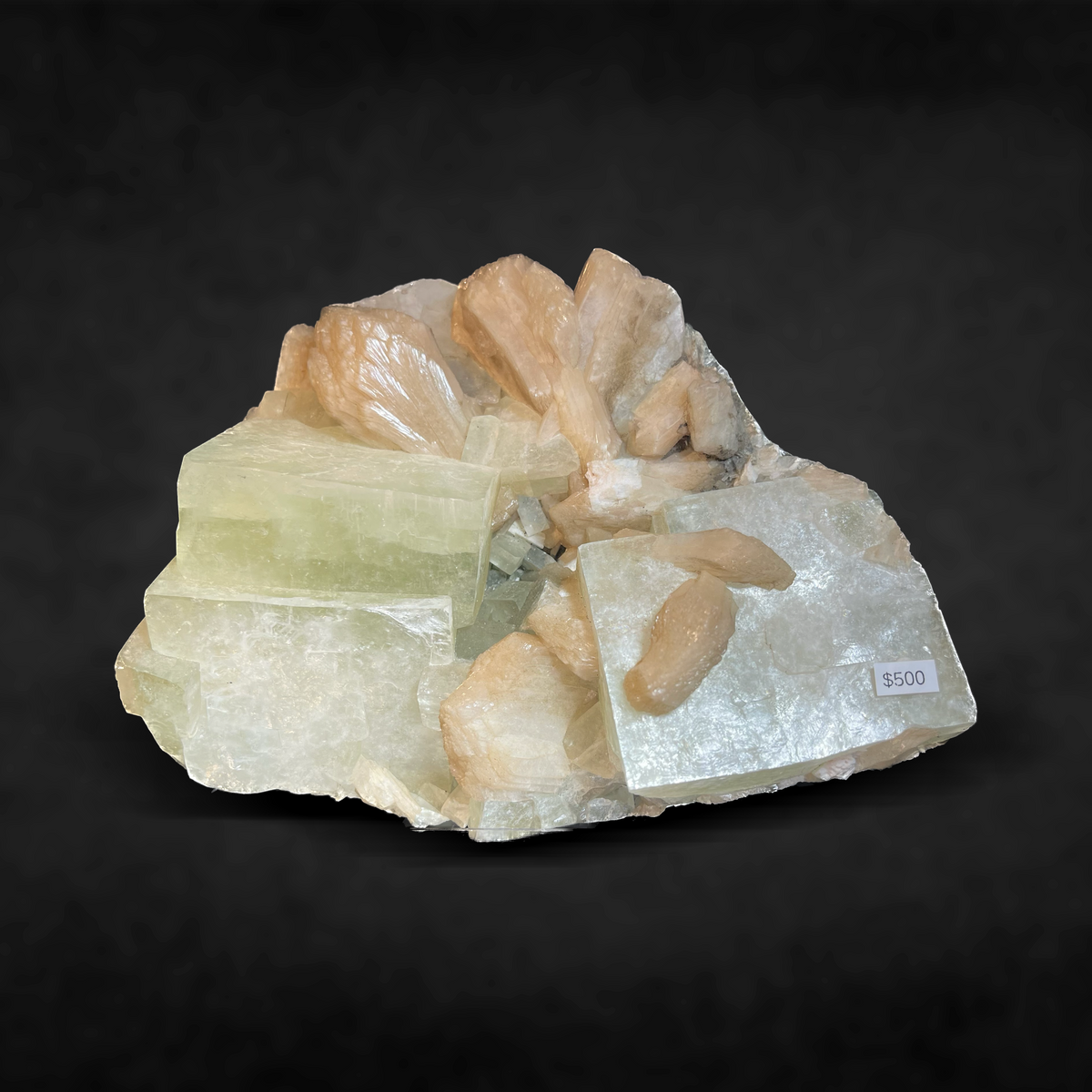 CUBIC GREEN APOPHYLLITE WITH STILBITE