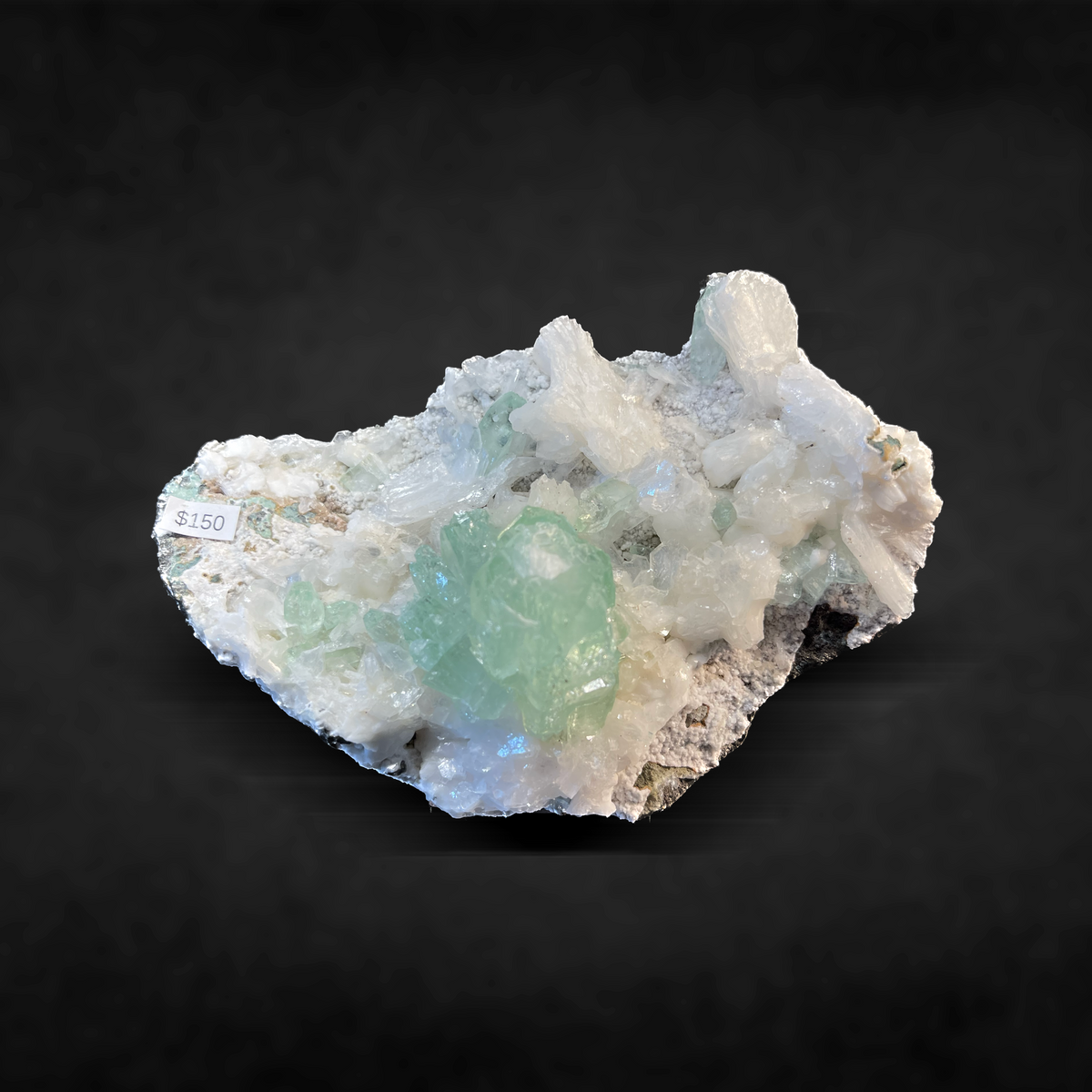 GREEN APOPHYLLITE WITH STILBITE