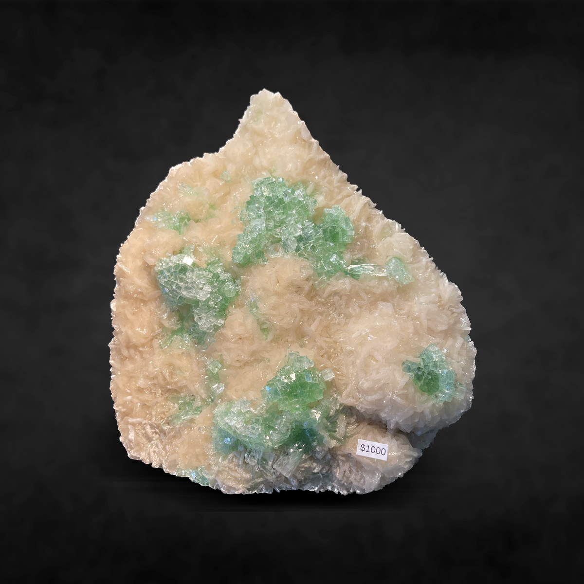 FLAT TERMINATED GREEN APOPHYLLITE WITH STILBITE