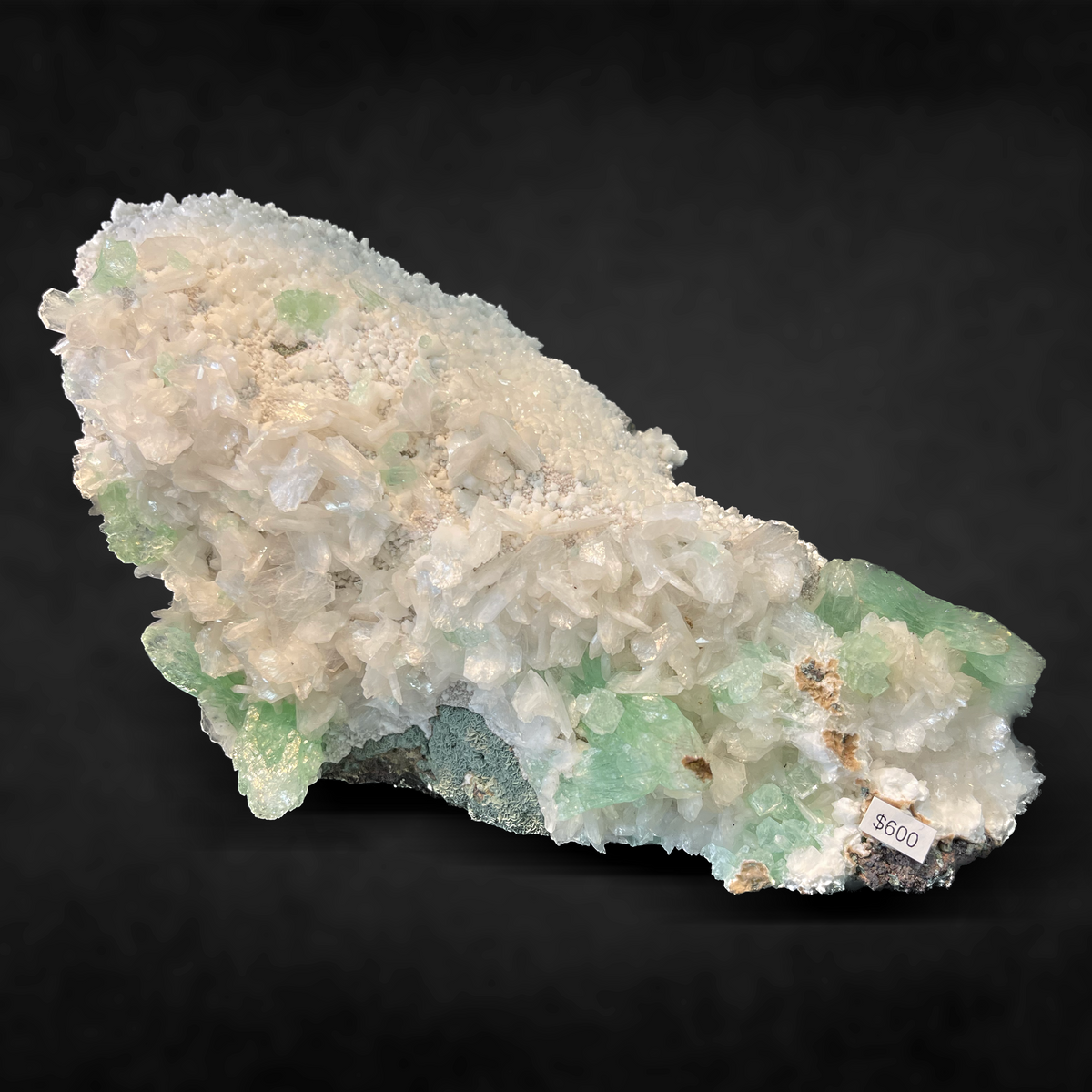 GREEN APOPHYLLITE WITH STILBITE