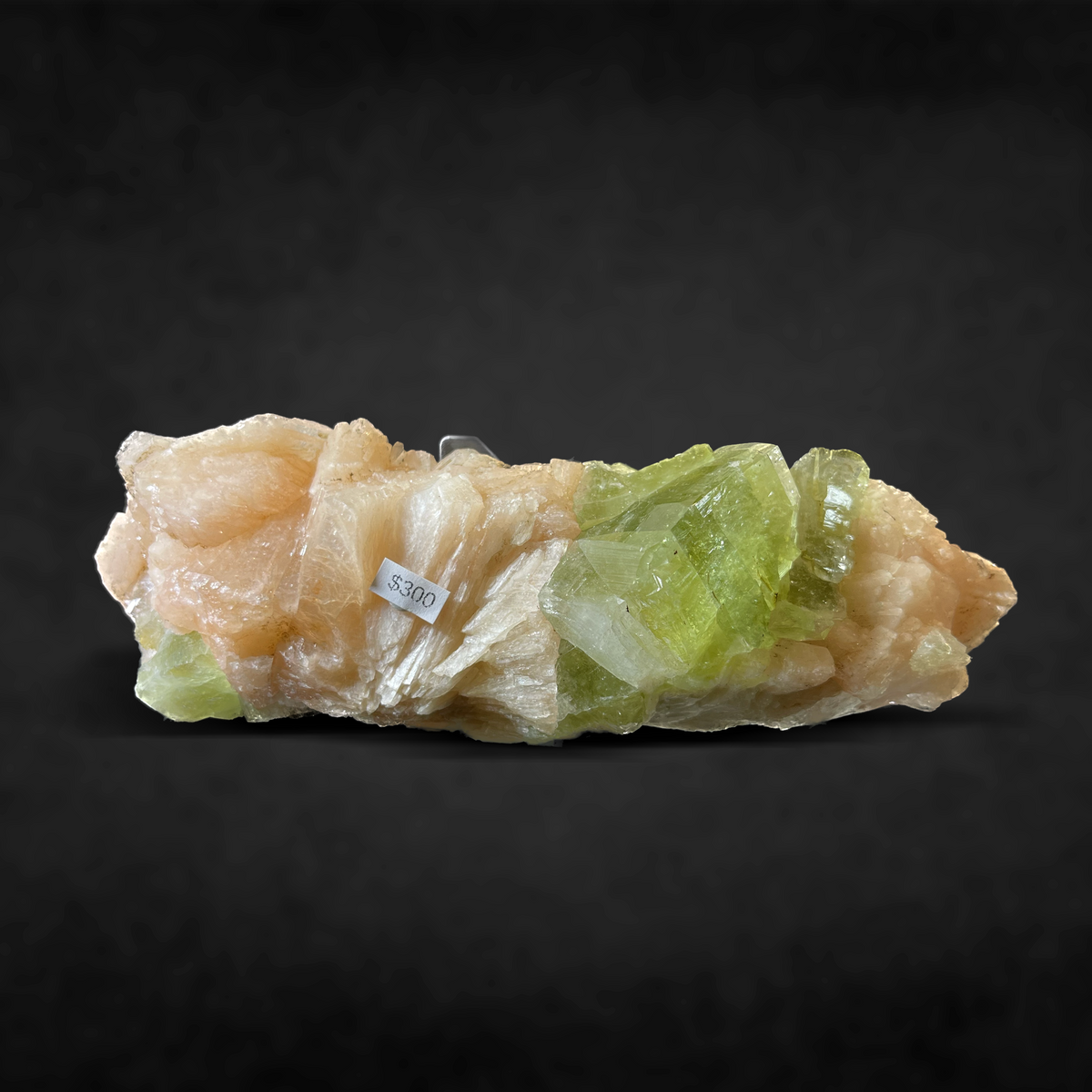 LEMON GREEN APOPHYLLITE ON STILBITE