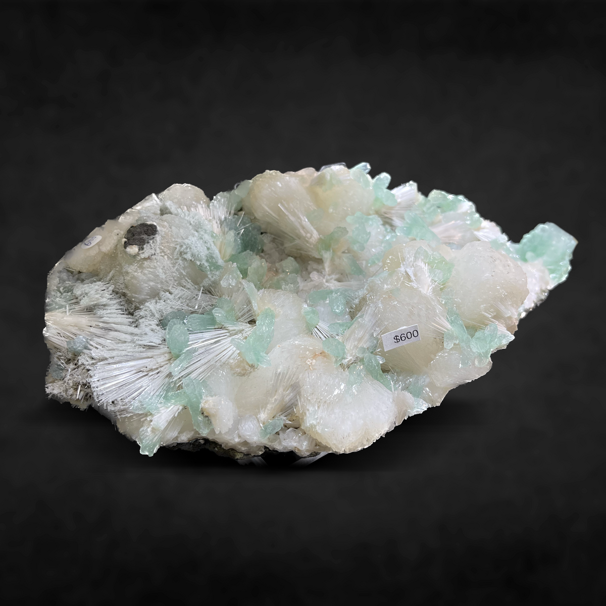 MESOLITE WITH GREEN APOPHYLLITE AND STILBITE