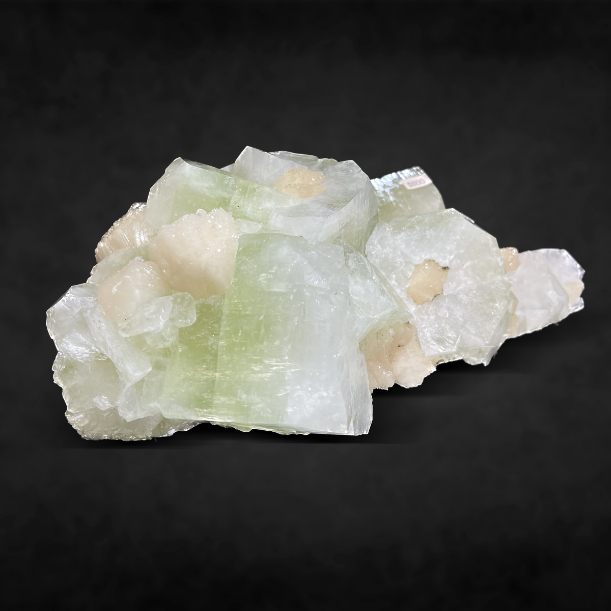 CUBIC GREEN APOPHYLLITE WITH STILBITE