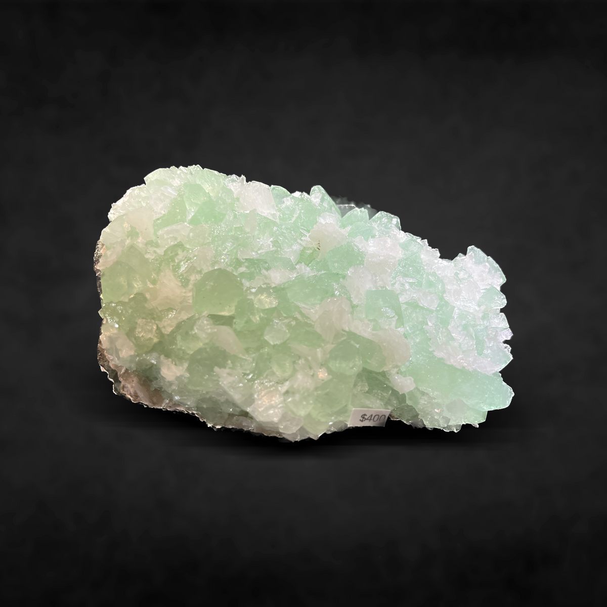 GREEN APOPHYLLITE WITH STILBITE